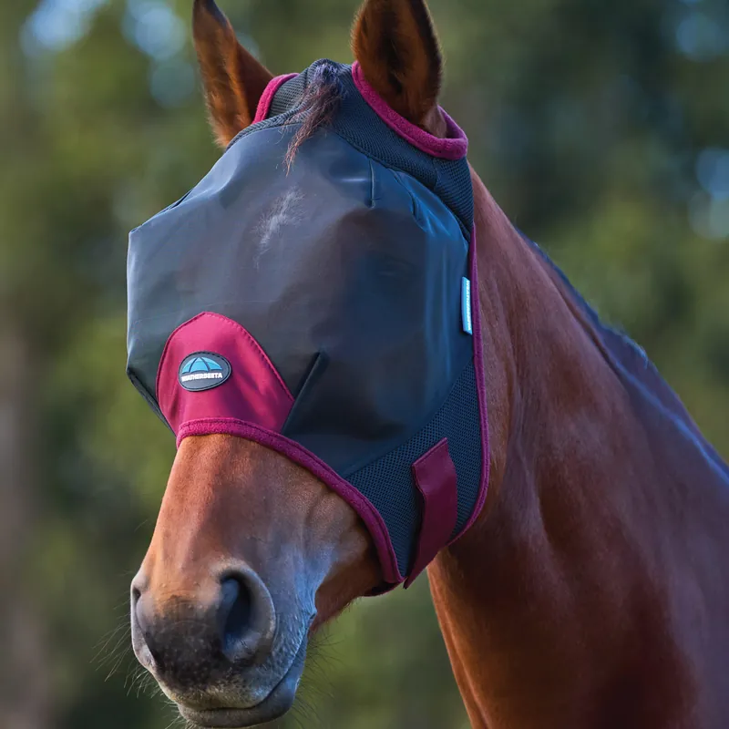 Limited Time WeatherBeeta ComFiTec Fine Mesh Fly Mask Black/Burgundy