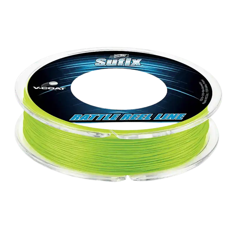 Next Day Delivery SUFIX RATTLE REEL V-COAT 50YD FISHING LINE - NEON LIME - 30LBS