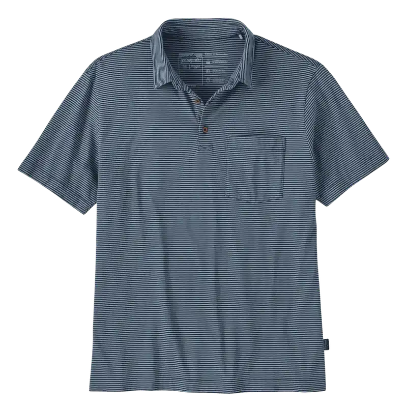 Low Price PATAGONIA MEN‘S DAILY COTTON POLO SHIRT - FATHOM STRIPE / NEW NAVY