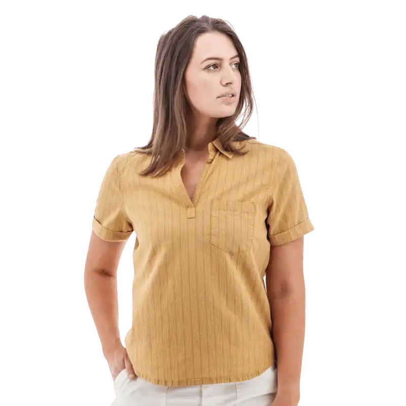 AVENTURA WOMEN‘S BREEZY POPOVER CAMP SHIRT - AMBER GOLD Low Price