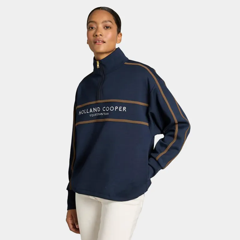 Holland Cooper Women‘s Equestrian Quarter Zip Neck Sweat, Ink Navy Factory Price