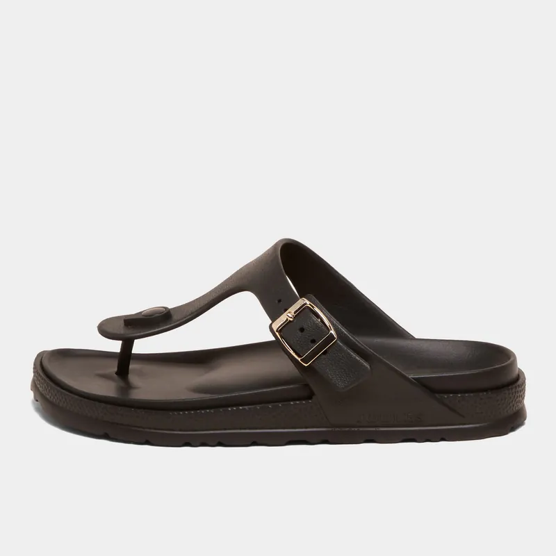 Joules Women’s Soleil Black Buckle Flip Flop Fan Favorite
