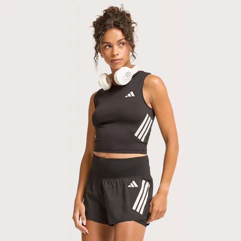 adidas Women’s ADI365 Iconic Running Crop Tank Top Black Limited Offer