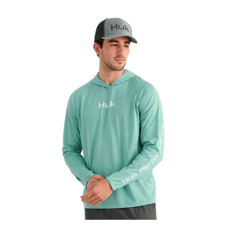 Sale HUK AIRWEIGHT L/S HOODIE - MARINE BLUE HEATHER